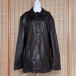 Vintage Jonata dark brown genuine leather blazer button up jacket